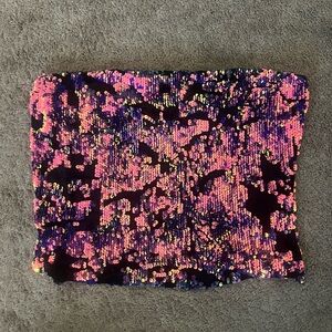Urban Outfitters Sequin Crop Top - Pink and Purple Sequin black velvet